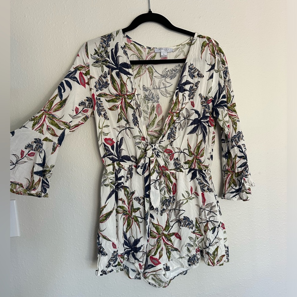 Bell sleeve plunge v romper